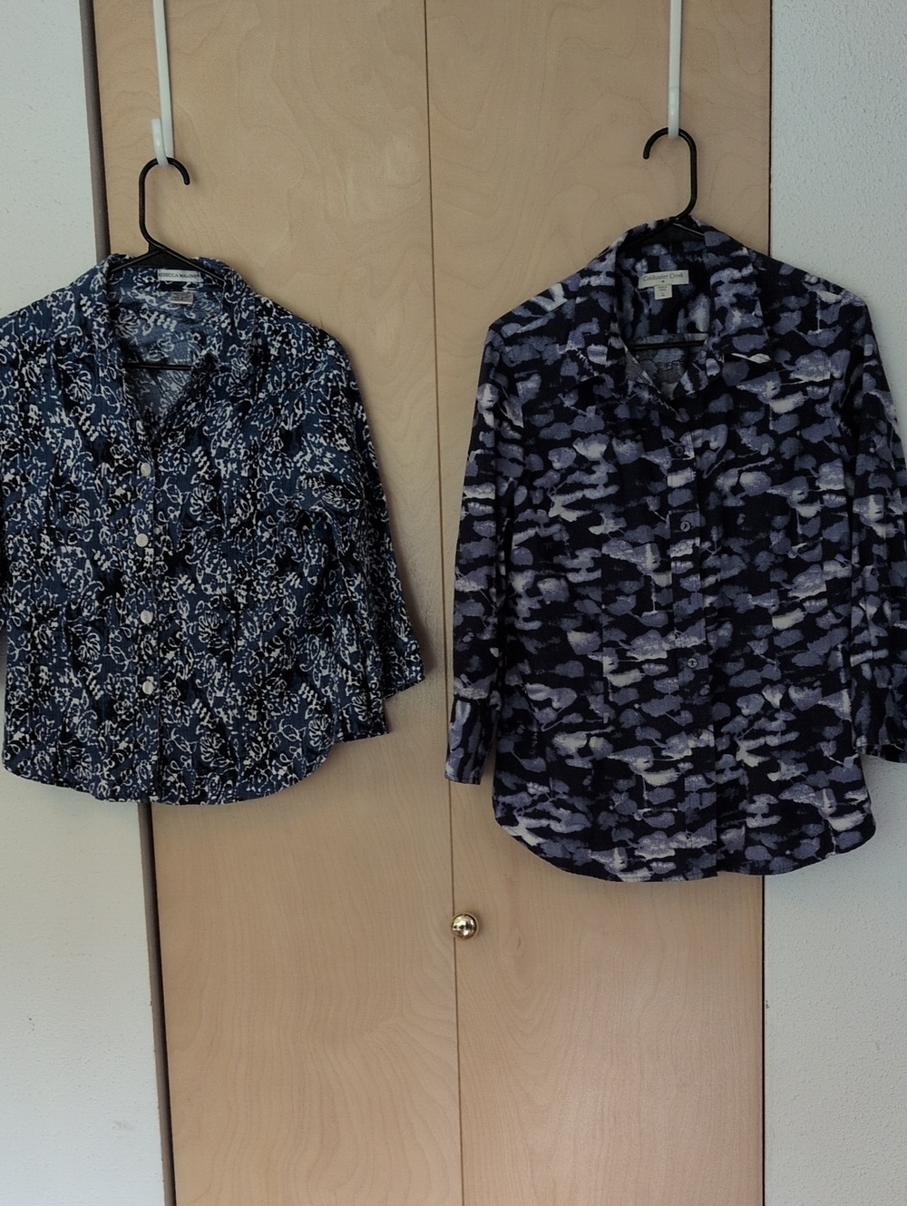 2 - Lot Rebecca Malone L & Coldwater Creek 3/4 L Sleeve  Cotton  Blouses